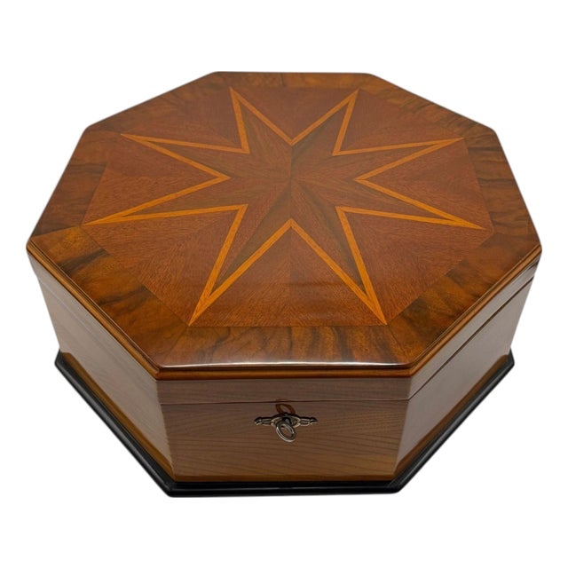 Bauhaus Octagonal Box in Ash, Walnut, Maple, Mahogany, and Velvet, Vienna, 1920s For Sale