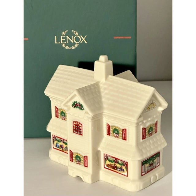 Traditional Lenox Holiday Village Porcelain Buildings and Train Cars, Seven-Piece Set For Sale - Image 3 of 12