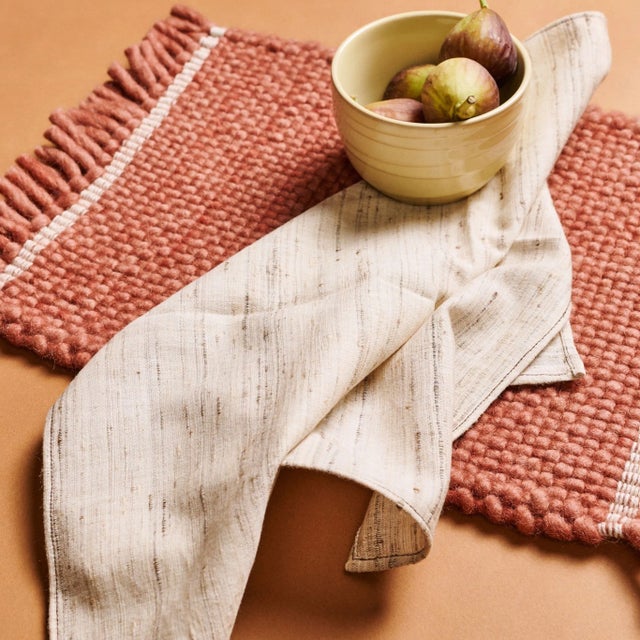 Kora Off White Peace Silk Handloom Napkins- Set of 4 For Sale - Image 4 of 6