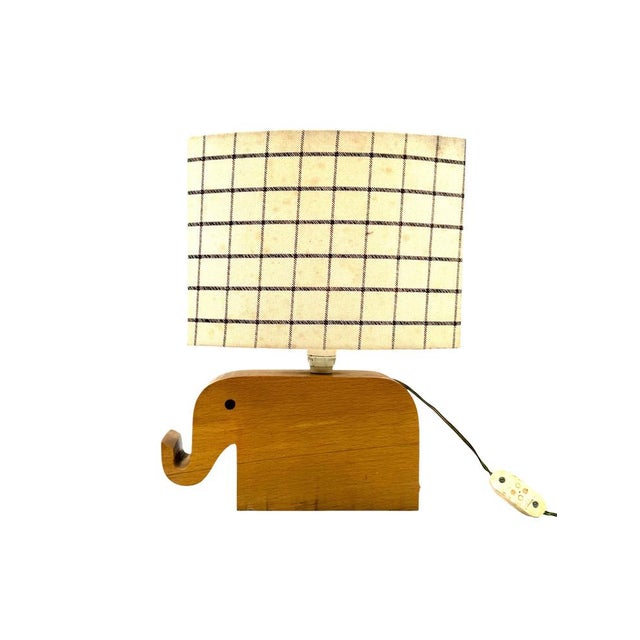 Brown Mid-Century Modern Wood Elephant Table Lamp, 1960s For Sale - Image 8 of 13