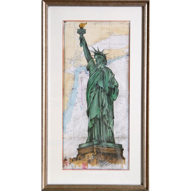 Statue of Liberty by Ole West, German (1953) Date: 1995 Poster Size: 20 in. x 9 in. (50.8 cm x 22.86 cm) Frame Size: 25 x...