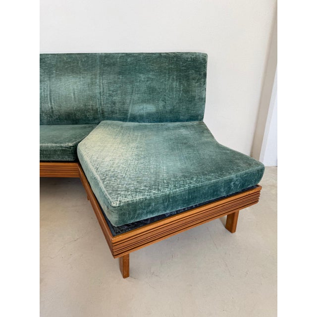 Blue Sofa with Ottomans, 1960s, Set of 3 For Sale - Image 8 of 9
