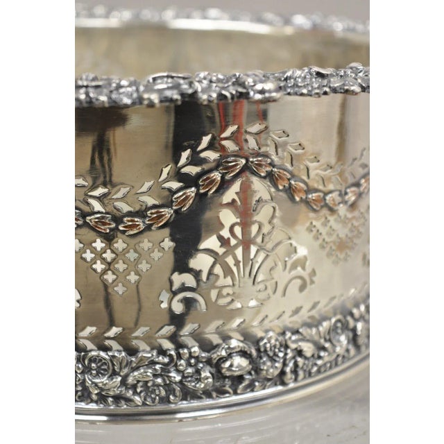 1900 - 1909 Antique English Sheffield Sterling Silver Mounted Silver Plated Champagne Bottle Coaster For Sale - Image 5 of 12