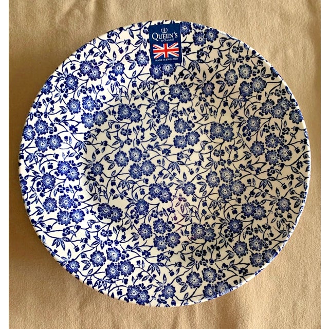 Mid-Century Modern Vintage Queen's by Churchill 10” Calico English Cottage Blue Dinner Plates -Set of 4 For Sale - Image 3 of 3
