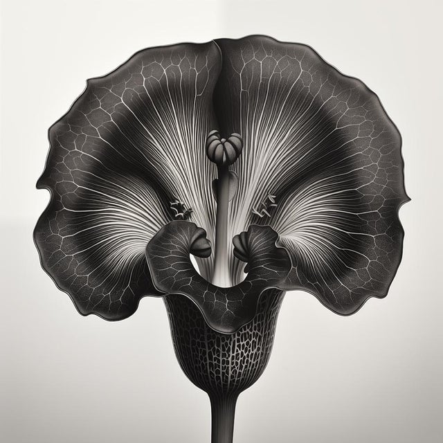 Sarracenia Flower — Black and White Vintage Botanical Photography Print For Sale