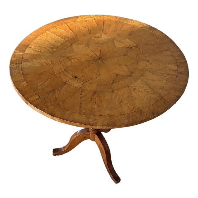 19th Century Swedish Biedermeier Center Table With Starburst Parquetry Top For Sale