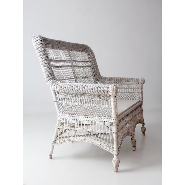 Antique Early 20th Century White Wicker Loveseat For Sale - Image 11 of 15