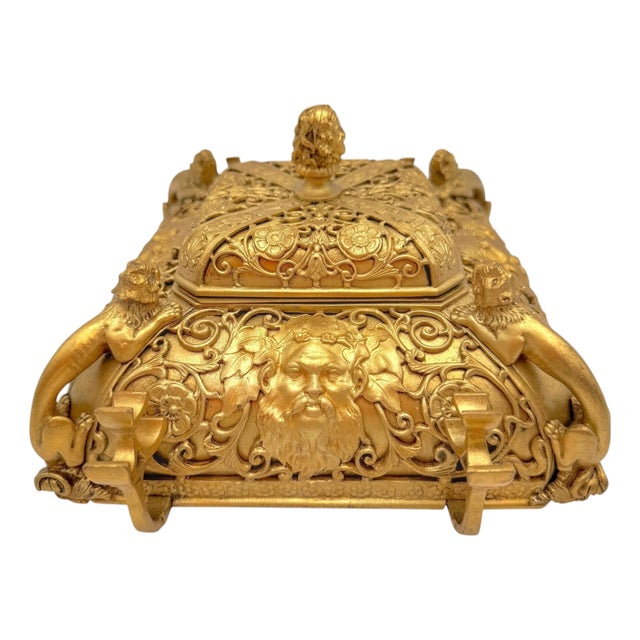 E.F. Caldwell Attributed Renaissance Revival Ormolu Inkwell, circa 1900 For Sale