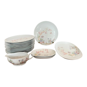 Circa 1950 Hand Painted Limoges Porcelain Dinner Set for 12- 16 Pieces