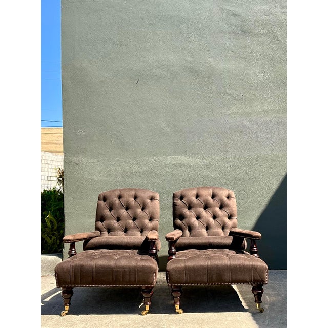 Coffee Vintage English George Smith “Edwardian” Tufted Lounge Chairs - A Pair For Sale - Image 8 of 12