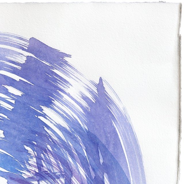 Blue Swirl 2 - Original Blue Abstract Ink Painting on French Linen Paper by Bettina Mauel For Sale - Image 4 of 6