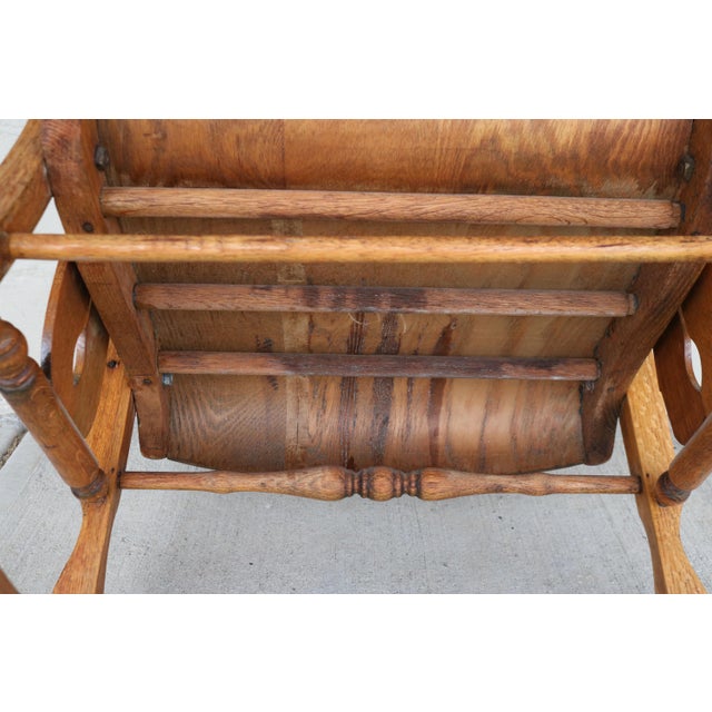 Antique Arts and Crafts Tiger Oak Rocking Chair For Sale - Image 14 of 16