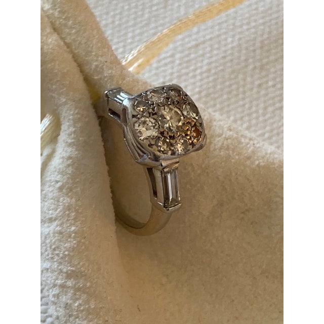 Transparent Vintage Estate Platinum Diamond Cluster Ring 4.5 For Sale - Image 8 of 12