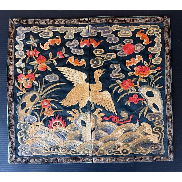 Pair Chinese Embroidered Fourth Rank Badges Qing Dynasty For Sale - Image 12 of 18