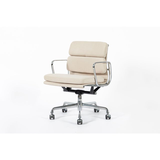 Tan Eames for Herman Miller Tan Cream Office Chair in Schumacher Vegan Suede For Sale - Image 8 of 13