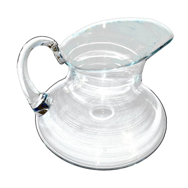 1970's Contemporary Hand Blown Glass Pitcher For Sale - Image 9 of 9