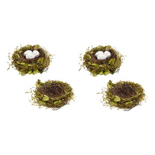 Natural Twig Bird Nest with Speckled Egg Accent (Set of 4) For Sale