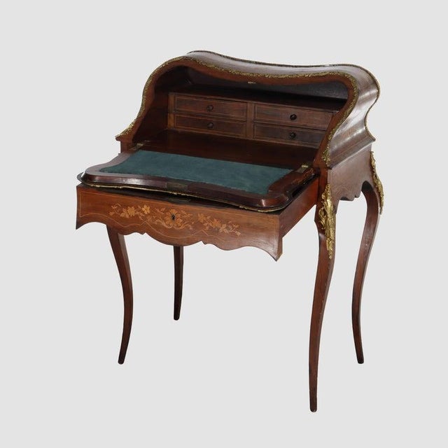 Antique French Louis XIV Inlaid Rosewood & Ormolu Lady’s Desk C1890 Measures - 38 1/2" x 30" x 19 1/2" This lady's desk is...