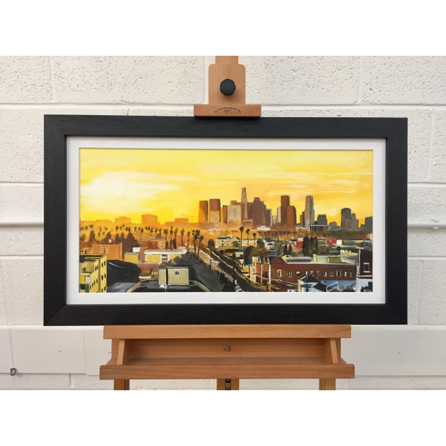 Yellow Painting of Sunset in Los Angeles California Usa by British Landscape Artist For Sale - Image 8 of 13