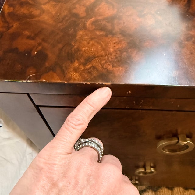 Modern History Three Drawer Burl Chest—two Available For Sale In Washington DC - Image 6 of 11