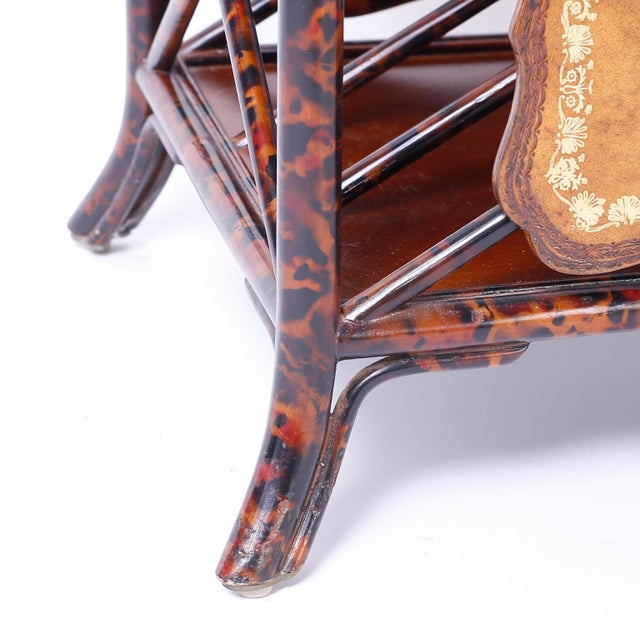 Faux Tortoise Bamboo Stands with Magazine Racks - A Pair | Chairish