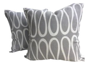 Jonathan Adler for Kravet Bodoni Scroll Trellis Infinity Loop Pillows - a Pair