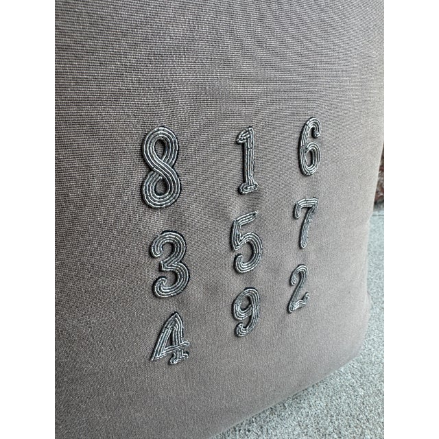 Vintage Embroidered Jean Francois Lesage Pillow With Numbers For Sale - Image 4 of 10
