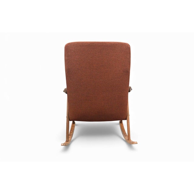 Wood Mid 20th Century Sculptural Teak + Wool Rocking Chair Attributed to Ingmar Relling For Sale - Image 7 of 7