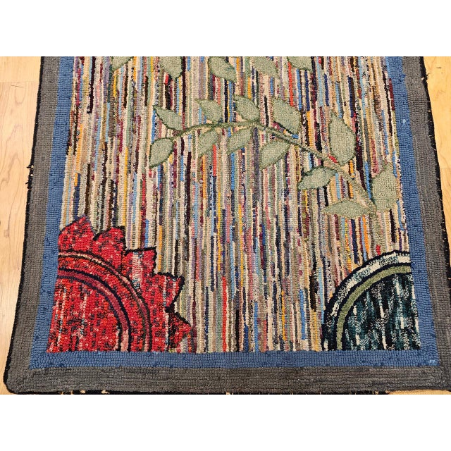 Vintage American Hand-Hooked Rug, Geometric Pattern, Wool & Cotton, American Folk Art, 3x4 For Sale - Image 14 of 18