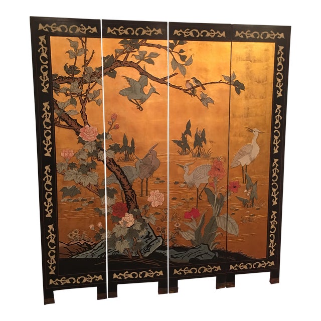 Antique/Vintage Chinese Coromandel Gold Leaf Screen Chairish