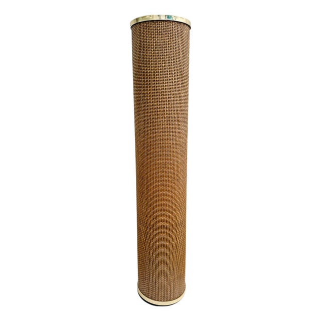 Extra Tall Mid-Century Coastal Woven Rattan Cylinder Floor Planter For Sale