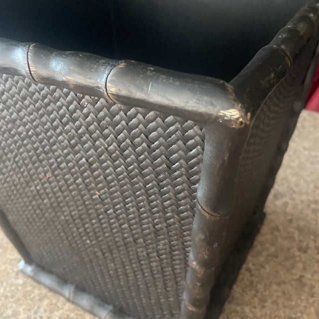Faux Bamboo and Wicker Waste Basket For Sale In Dallas - Image 6 of 6