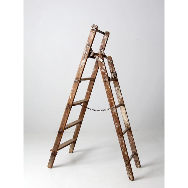 Vintage Wooden Ladder For Sale - Image 6 of 12