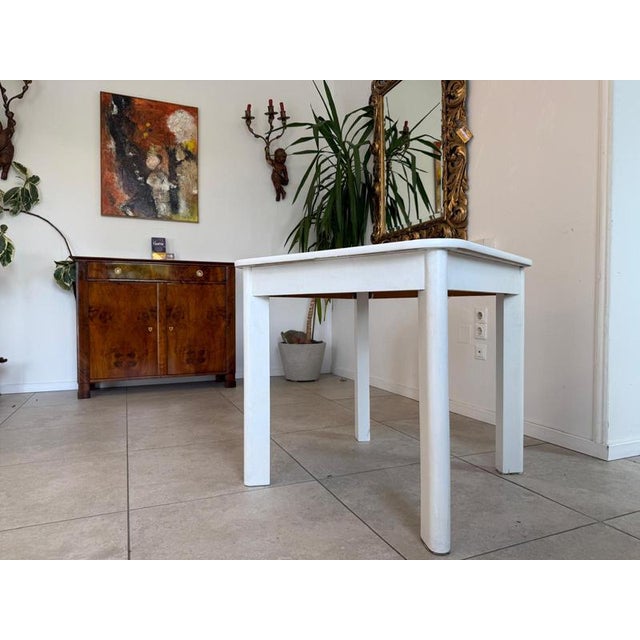 Charming rustic side table in Bauhaus style. Dimensions: Height x Width x Depth 76 x 80 x 80 cm. Lovely, simple solid wood...