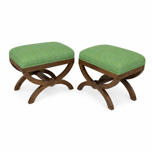 Modern Mid-Century Style" Ottomans Seafoam Green For Sale - Image 4 of 4