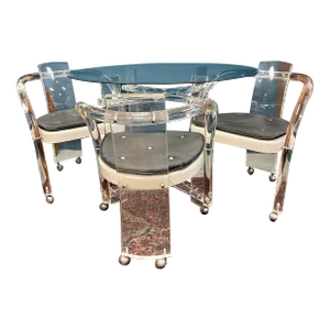 1970s Charles Hollis Jones Lucite Table With 3 Chairs - Set of 5