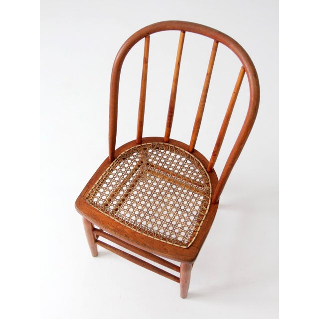 Early 20th Century Antique Windsor Style Cane Seat Chair For Sale - Image 5 of 14