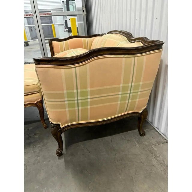 Late 20th Century Loveseat Settee & Ottoman Set by Baker Furniture For Sale - Image 5 of 12