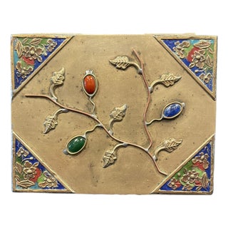 1920s Chinese Brass Enameled Box With Stones For Sale
