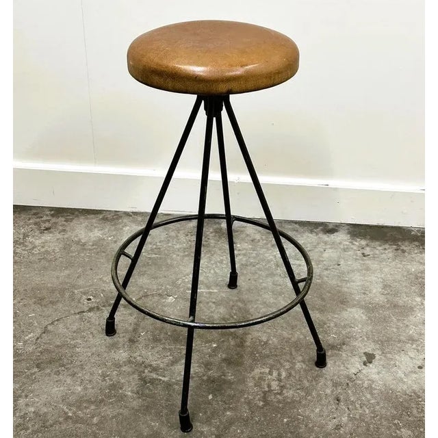 Metal Vintage French Industrial Metal Frame Bar Stools, 1970s, Set of 2 For Sale - Image 7 of 13