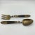 Vintage 1950’s Siam Brass flatware set of 2 Siam Buddha relief on both utensils Features a wooden handle with a twisted...