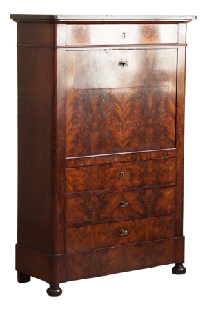 Louis Philippe Secretary in Mahogany with Marble Top, 1850