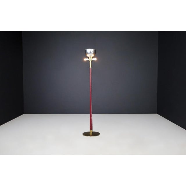 Floor Lamp in Brass and Ruby Glass Rod from J.T. Kalmar, Austria, 1960s For Sale - Image 3 of 11