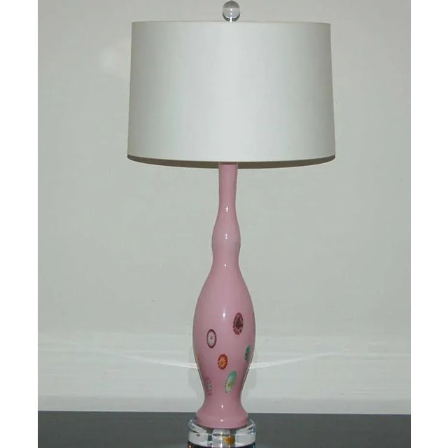 Murano Vintage Murano Glass Lamps Pink For Sale - Image 4 of 11