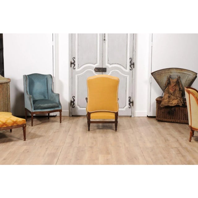 18th Century French Transition Period Walnut Armchair with Scrolling Arms For Sale - Image 10 of 12