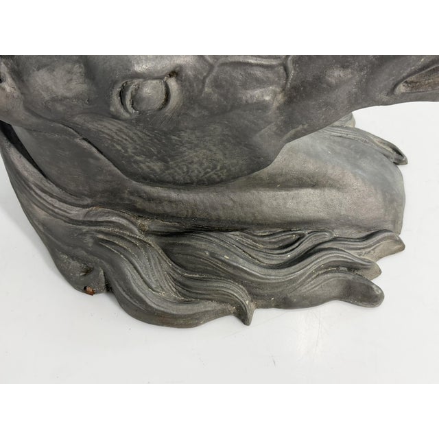 Vintage Cast Aluminum Horse Head Equestrian Wall Sculpture, Possibly French For Sale - Image 14 of 18