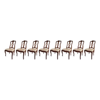 Louis XV Genoese Chairs in Walnut, 1750, Set of 8 For Sale