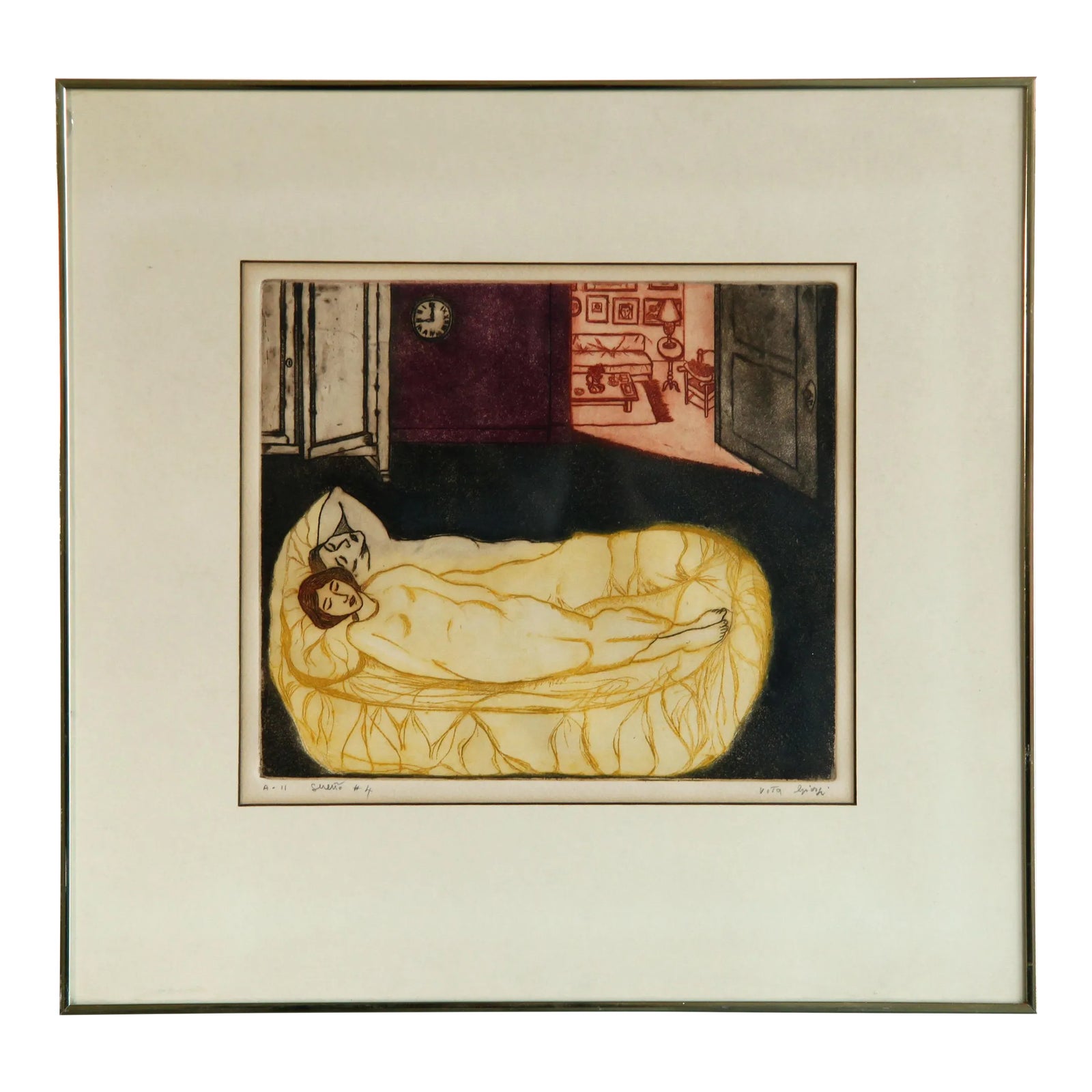 Vintage Vita Giorgi Impressionist Aquatint Etching 'Sueno' #4'