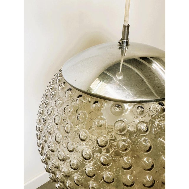 33cm diameter x 75cm height adjustable rare designer glass pendant lamp by rolf krüger for staff, germany, 1970s, germany,...