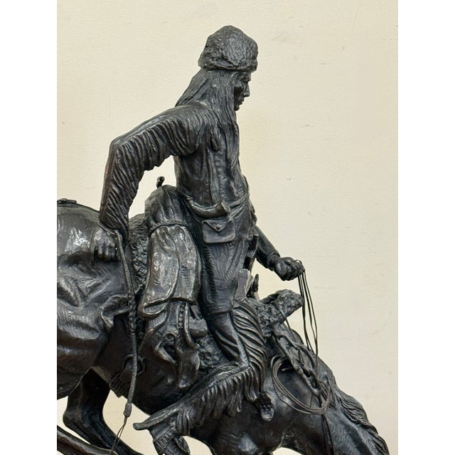 1990s Mega Sized 41” Reproduction of Frederic Remington Bronze the “Mountain Man” For Sale - Image 4 of 16